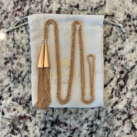Kendra Scott Rose Gold Phara Lariat Necklace Fringe Tassels - Picture 5 of 8